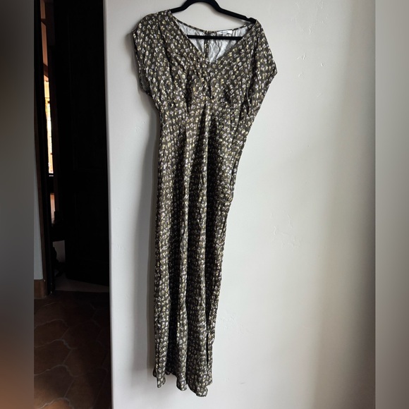 Madewell Olive Floral Midi Dress Cottagecore Boho Short Sleeve coquette girl 10 - Picture 2 of 7